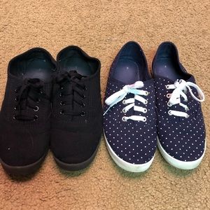 Bundle! Black and blue/white polka dot lace ups